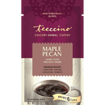 Teeccino chicory herbal coffee bag front, Maple Pecan, brews 6 cups, all-purpose grind