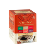 Mushroom adaptogen herbal tea sampler box with 12 tea bags, caffeine-free blend