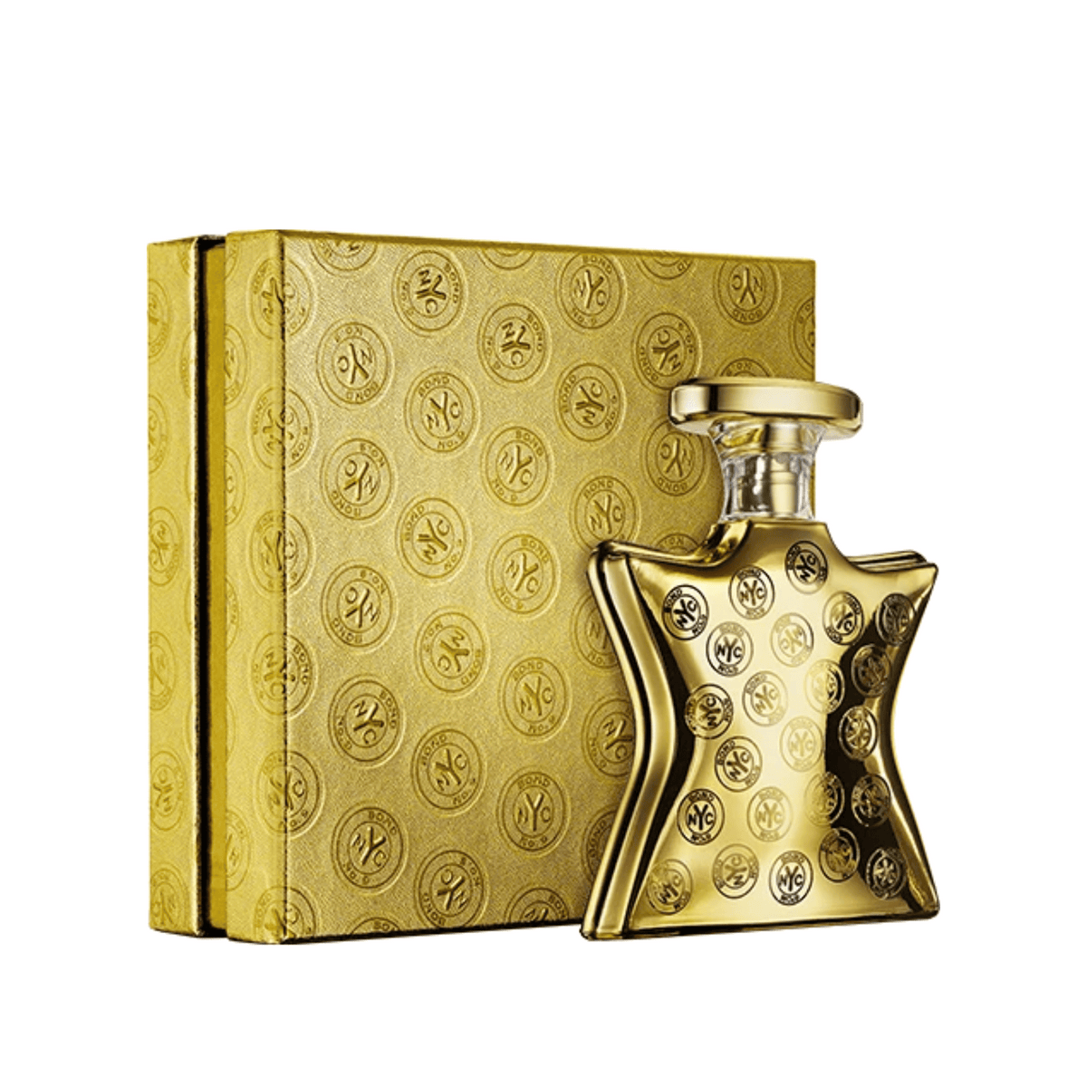 Eau de parfum gift set: gold patterned box and matching BOND NO.9 bottle with cap