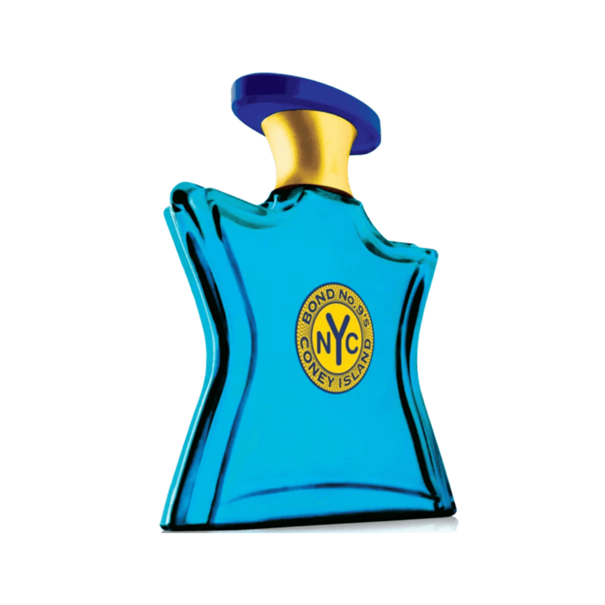 Bond No.9 Coney Island eau de parfum bottle, teal glass with gold cap