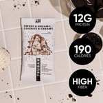 Sweet & Dreamy Cookies & Creamy protein bar pouch with 12g protein, 190 calories, high fiber