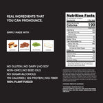 Protein bar nutrition and ingredient panel on back of Sweet & Dreamy Cookies & Creamy pouch