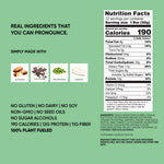 Nutrition facts panel for mint protein bar with serving and ingredient details