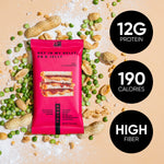 Pink protein bar pouch with 12g protein, 190 calories, and high fiber labels