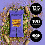 Purple protein bar pouch with badges for 12g protein, 190 calories, high fiber