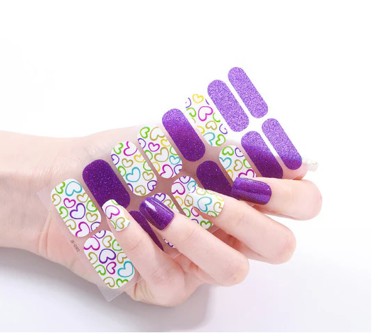 Purple Heart Gel Nail Wraps