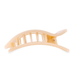 Large flat rectangle hair clip in almond beige, side view with ridged grip teeth