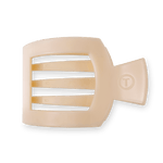 Almond beige large flat square hair clip, open rectangular prongs