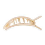 Almond beige large flat square hair clip, curved top with prongs