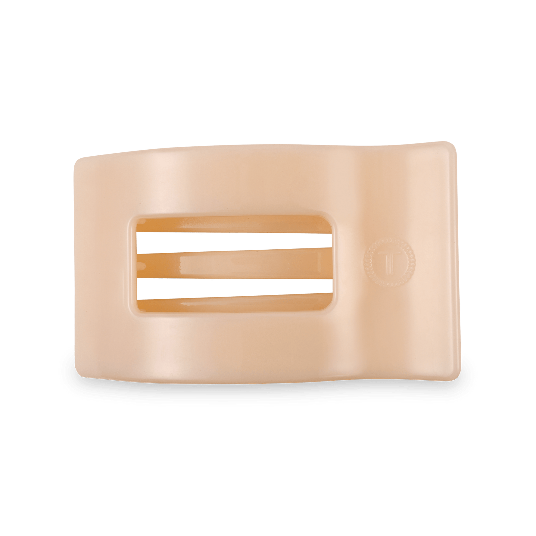 Almond beige medium flat rectangle hair clip with rectangular cutout
