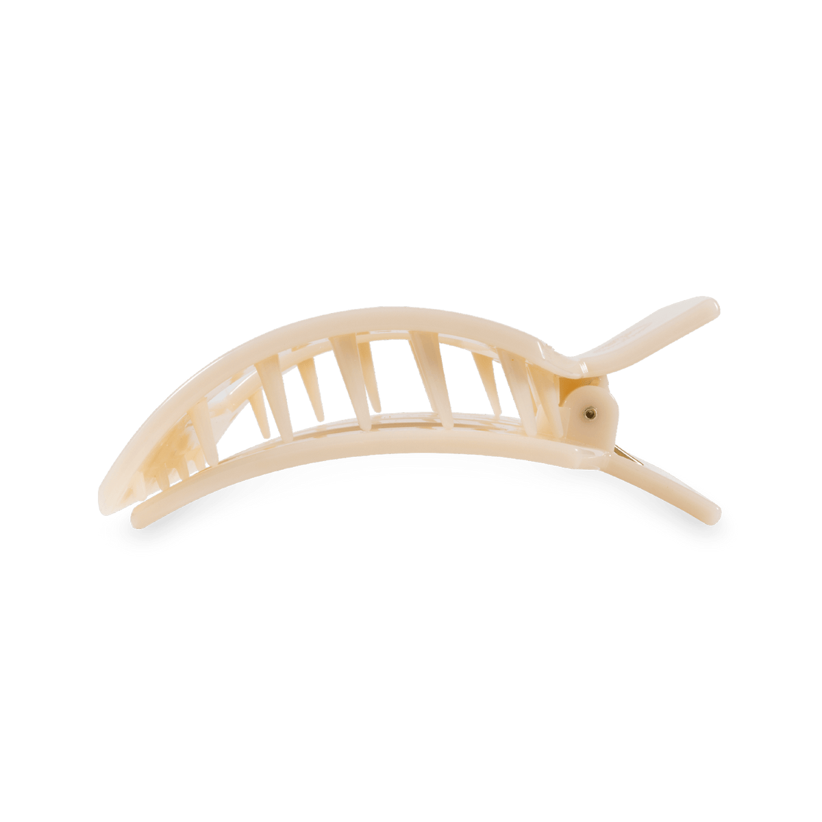 Light beige arched claw hair clip with ridged teeth
