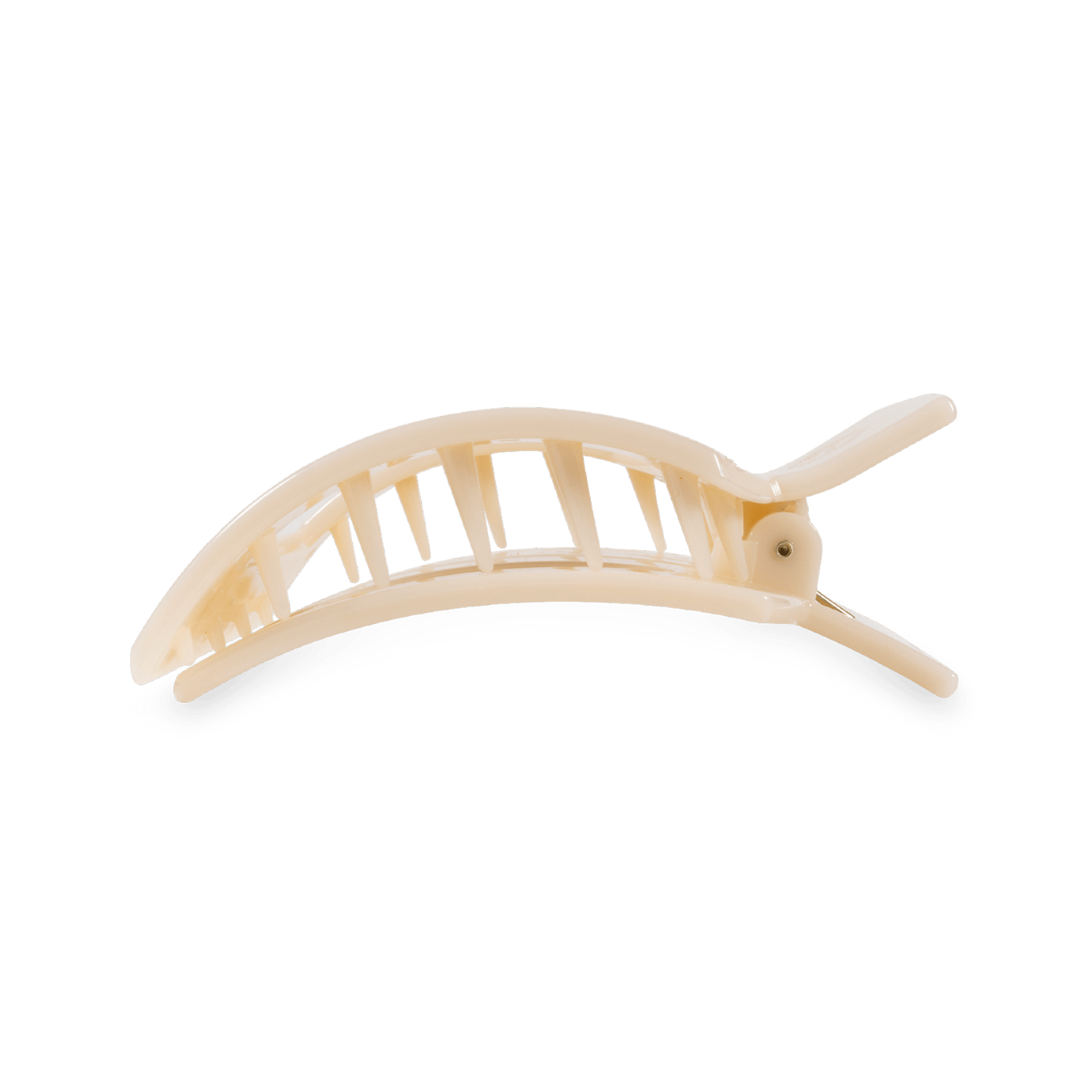 Light beige arched claw hair clip with ridged teeth