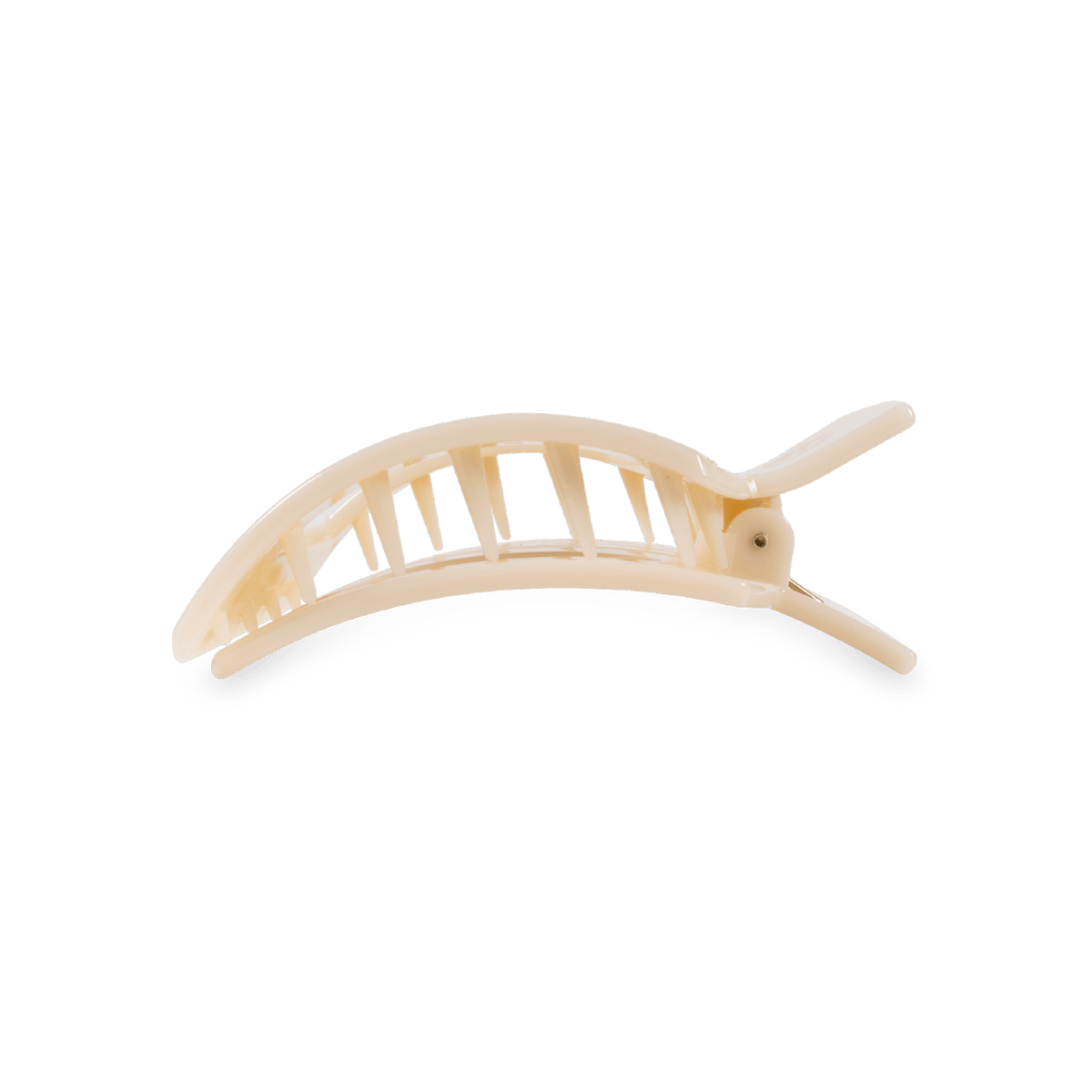 Almond beige striped curved hair clip with small prong base