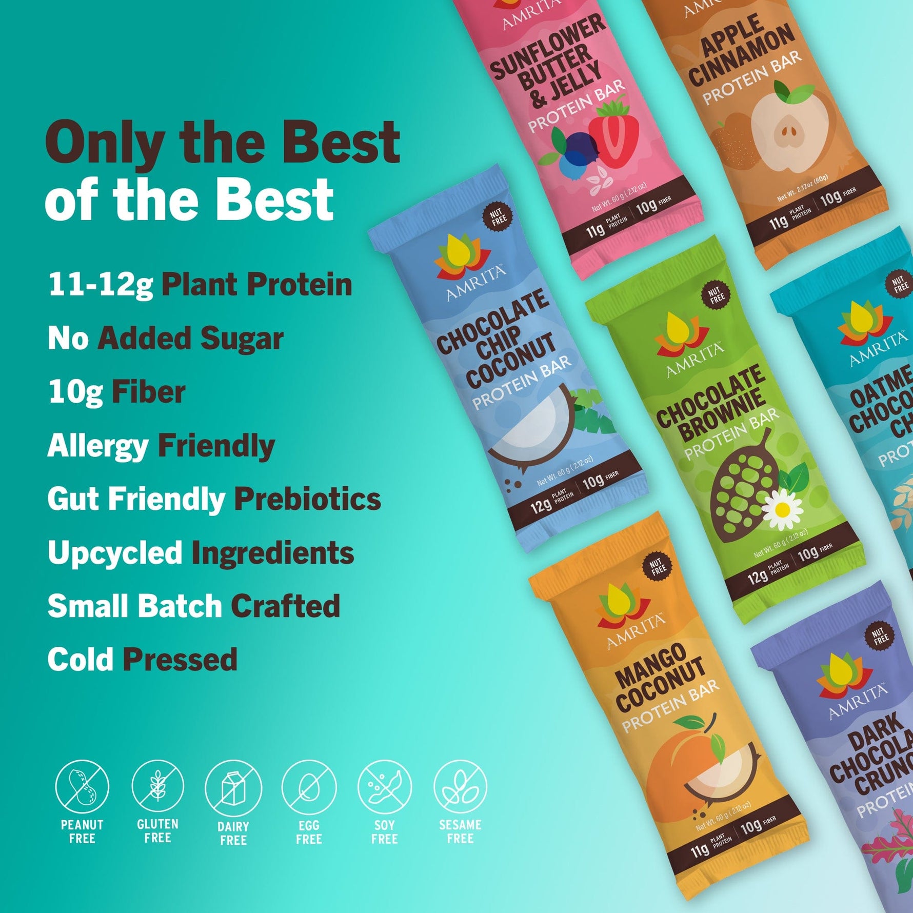 Assorted protein bar wrappers in multiple flavors from the variety pack