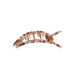 Curved flat square tortoise hair clip with three prongs, beige leopard pattern.