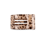 Small flat rectangle hair clip, blonde tortoise pattern with gold-tone bar