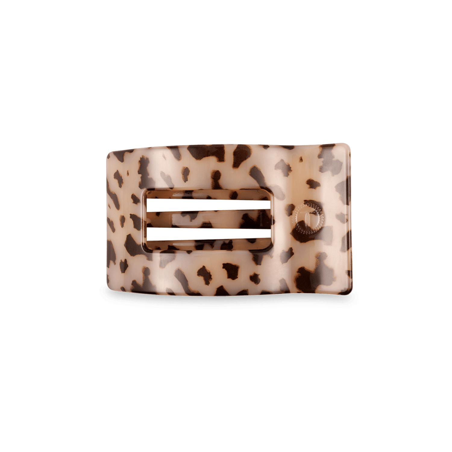 Small flat rectangle hair clip, blonde tortoise pattern with gold-tone bar