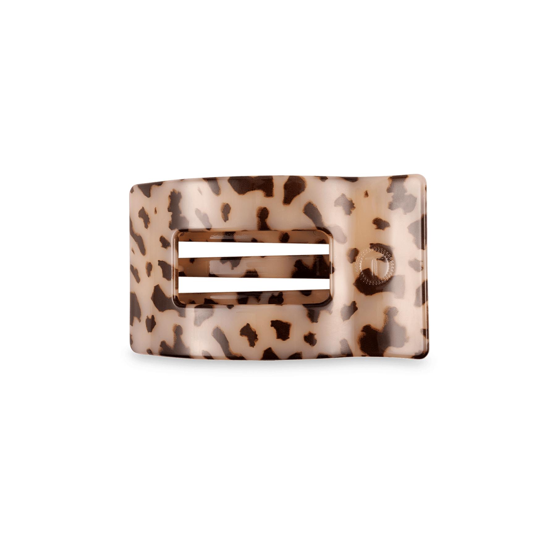 Small flat rectangle hair clip, blonde tortoise pattern with gold-tone bar