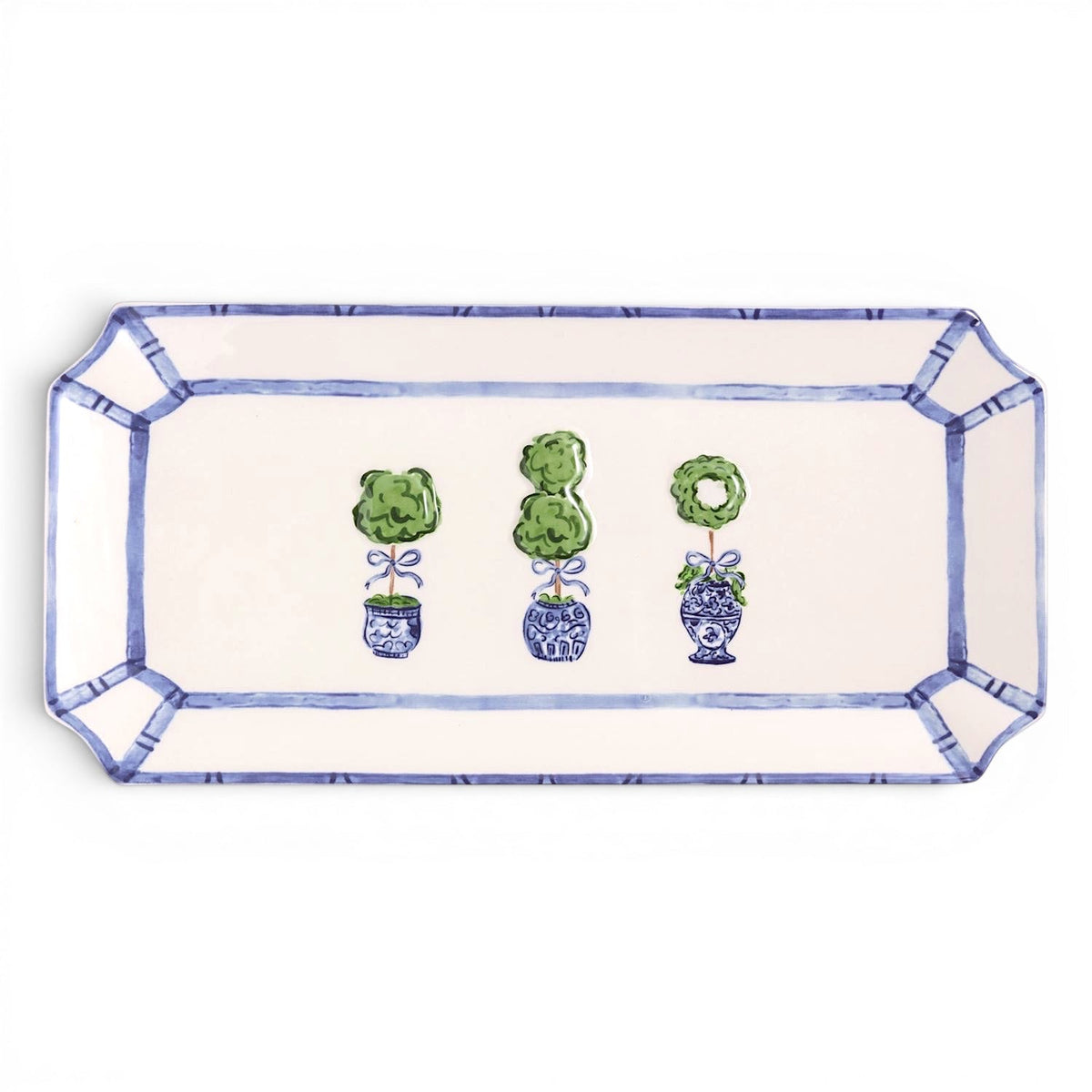 Blue & White Topiary Ceramic Tray