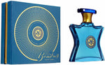 Eau de parfum gift set: teal glass bottle with gold label and matching box