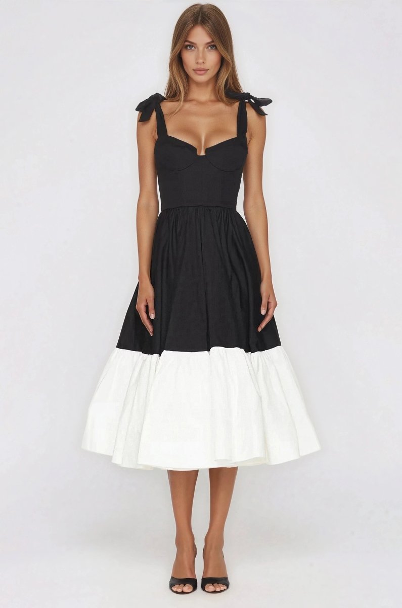 Bronx and Banco Catalina Midi Dress – Black/Beige