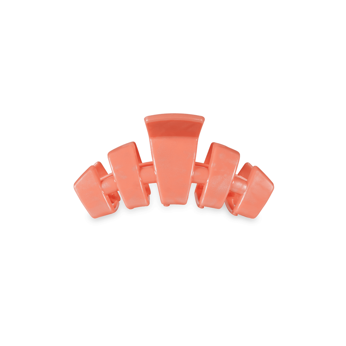 Coral-orange tiny claw hair clip with five prongs