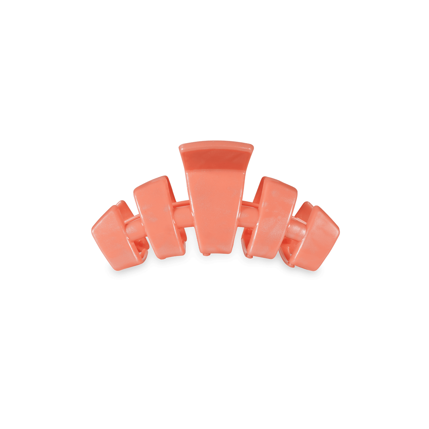 Coral-orange tiny claw hair clip with five prongs