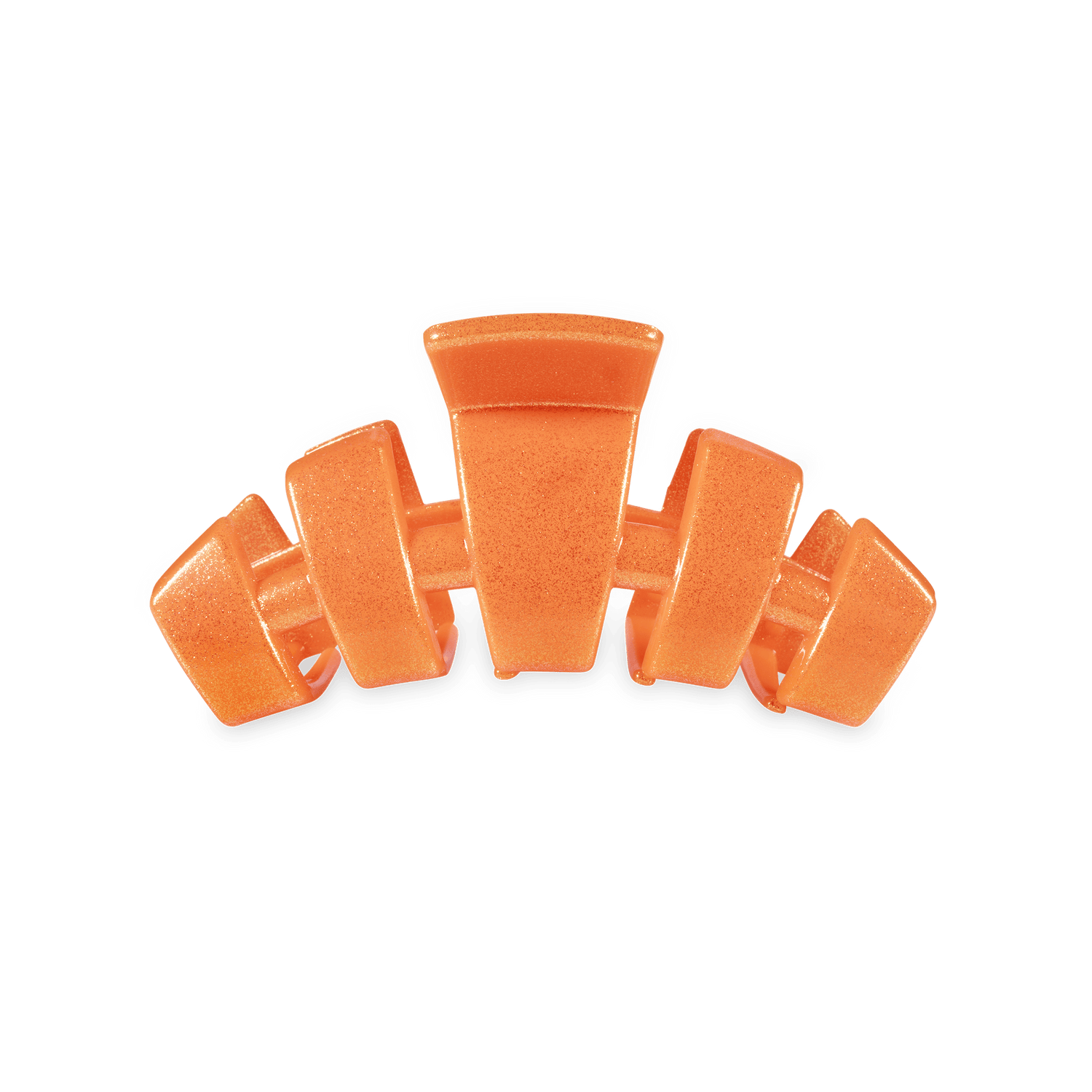 Small orange claw hair clip with three prongs