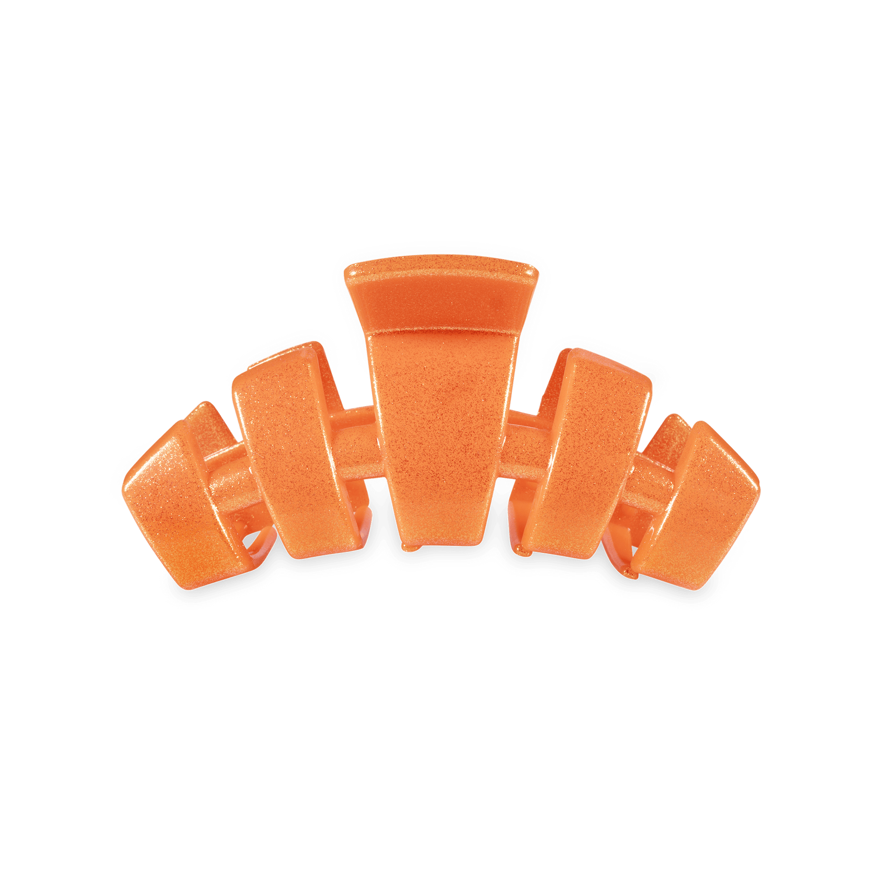 Small orange claw hair clip with three prongs