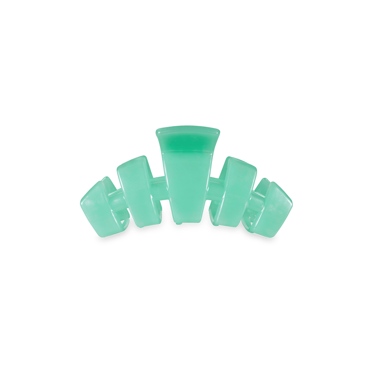 Mint green tiny claw hair clip with scalloped prongs