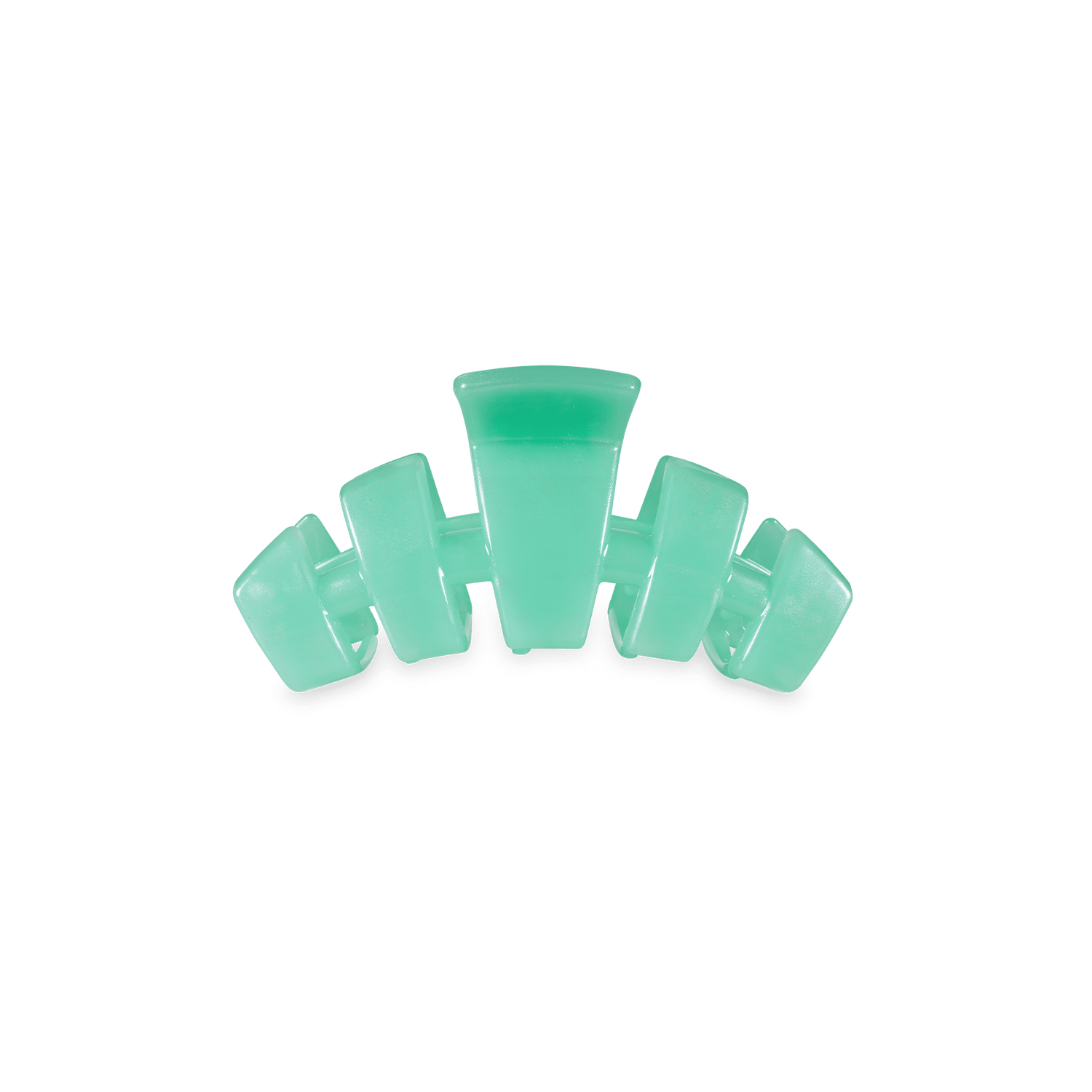 Mint green tiny claw hair clip with scalloped prongs
