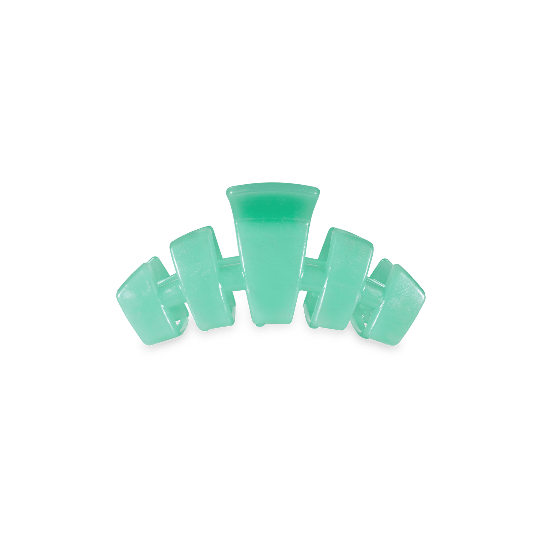 Mint green tiny claw hair clip with scalloped prongs