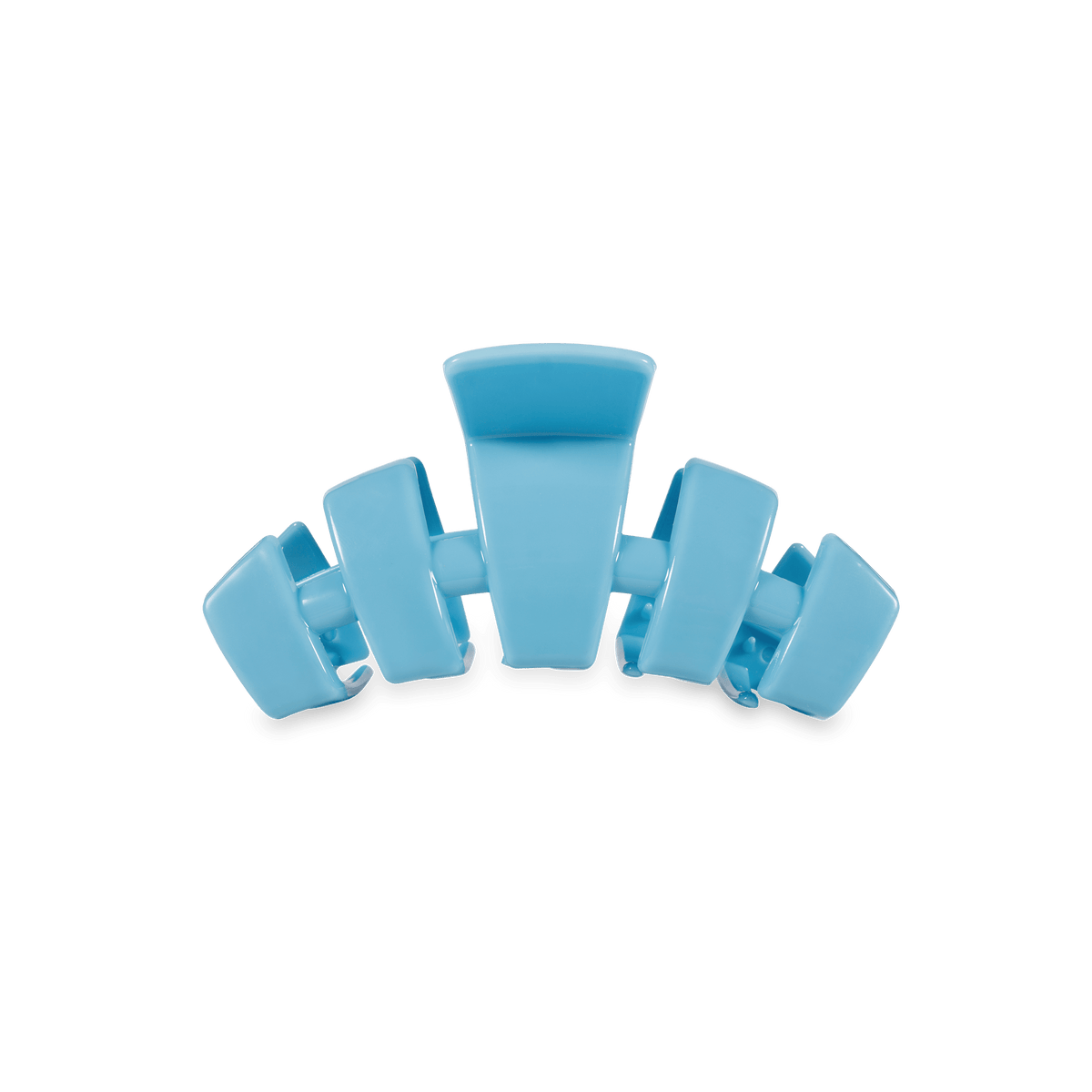 Sky-blue tiny claw hair clip with stacked grip teeth