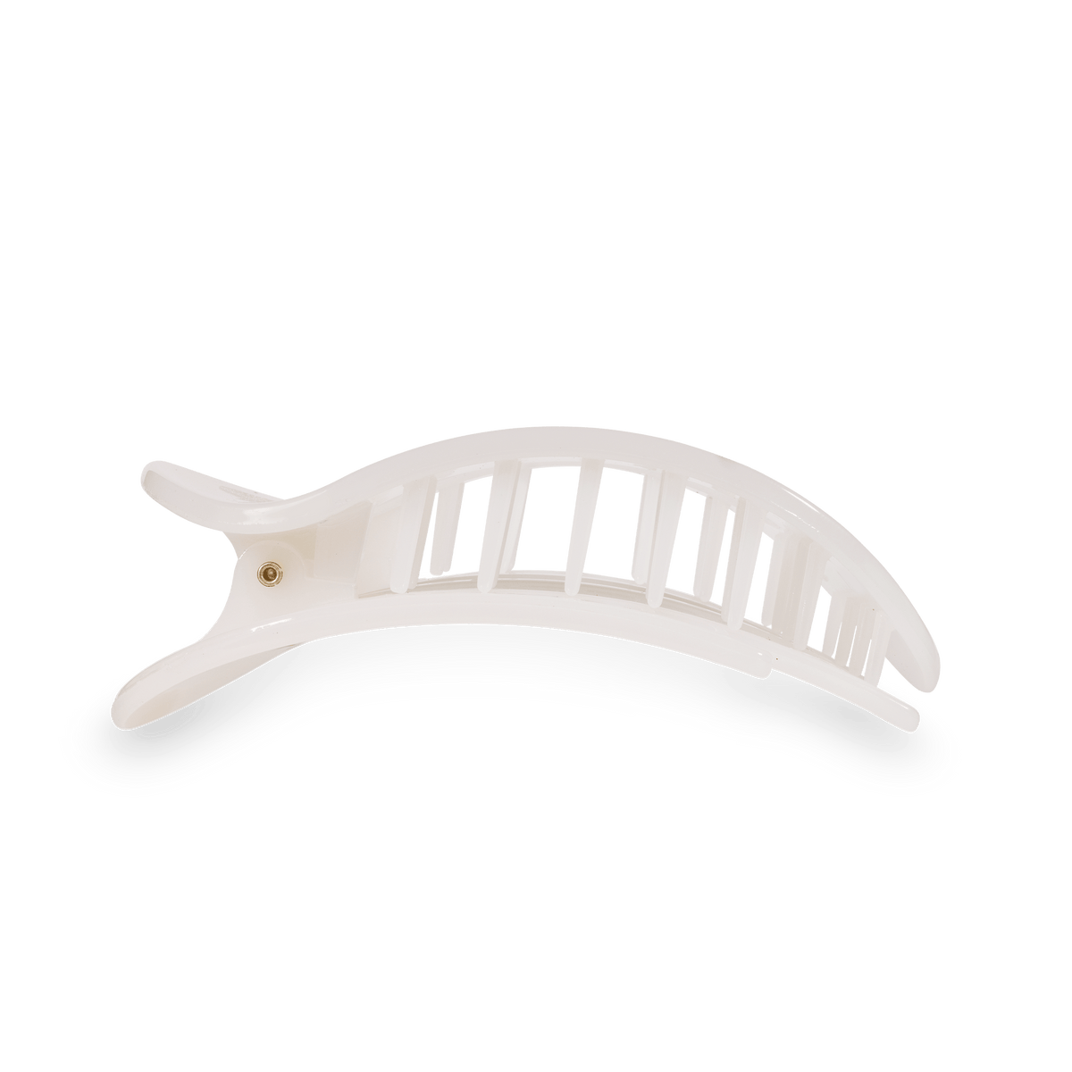 White large flat round hair clip with side prongs