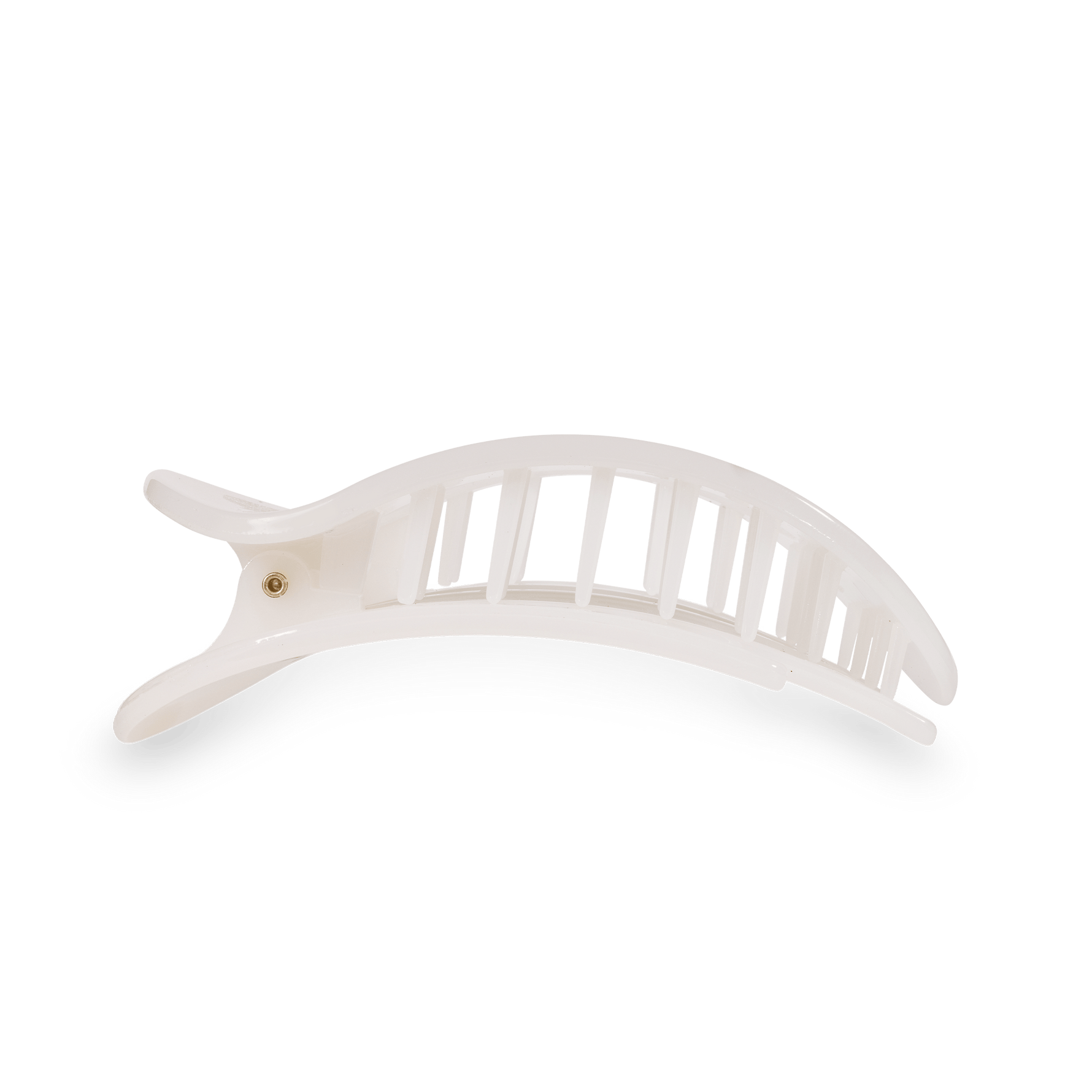 White large flat round hair clip with side prongs