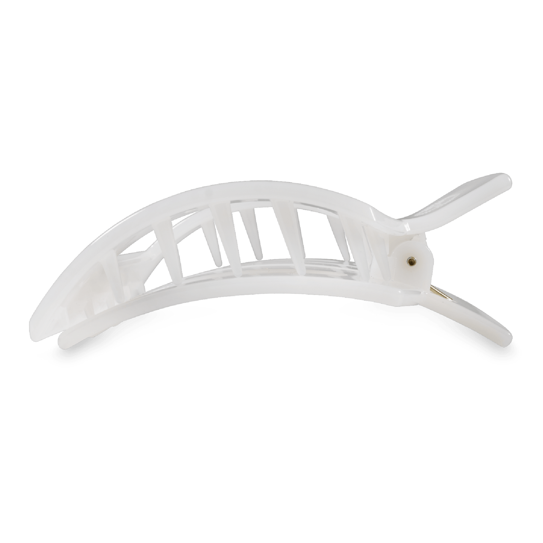 Large white square hair clip with curved hinge and side teeth