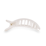 White curved plastic hair clip with open comb teeth