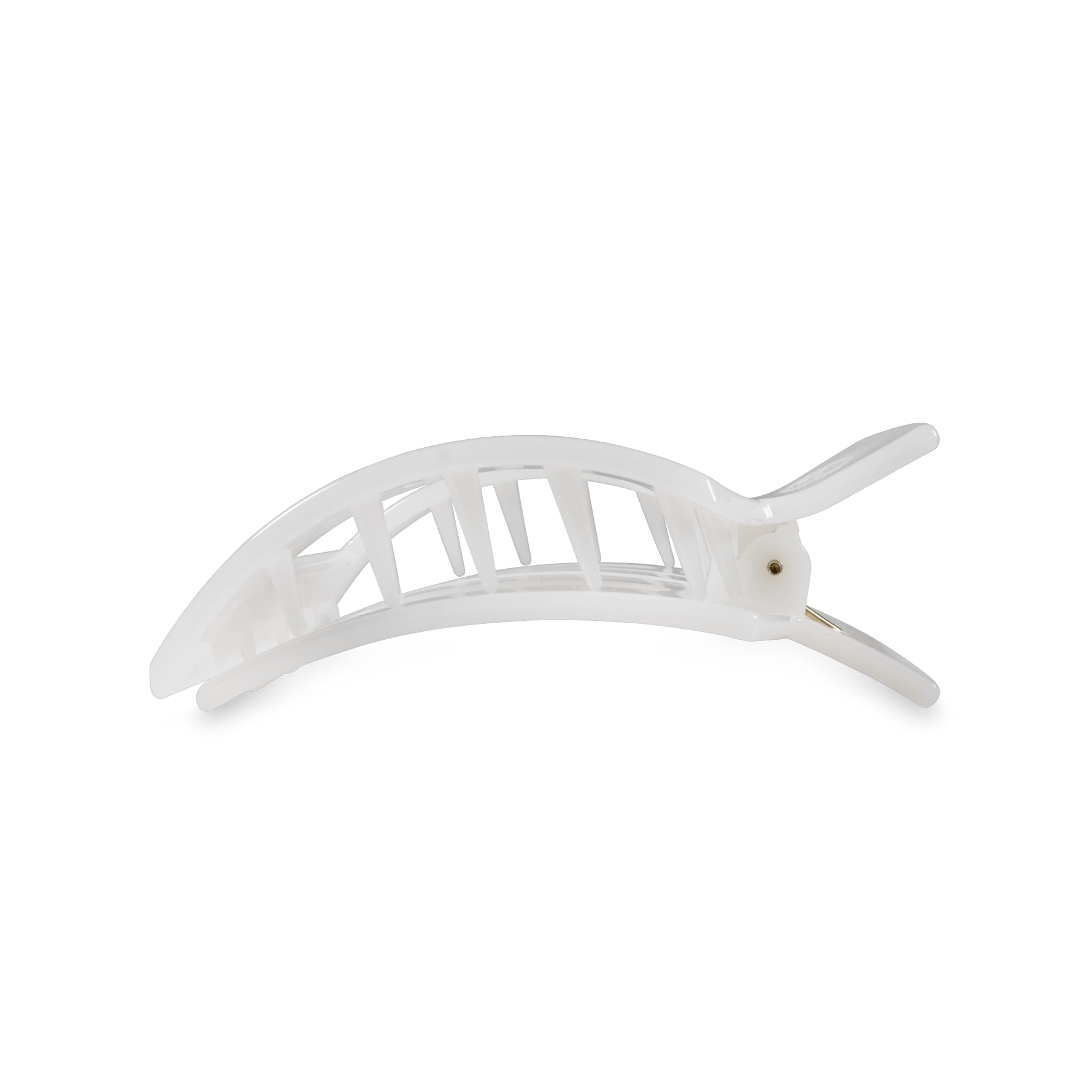 Clear arched hair clip with white square front and prongs