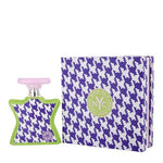 Bond No.9 eau de parfum bottle with matching box, green and purple-white houndstooth, pink cap