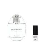 Monsoon Tea perfume bottle with dark-capped Mystic Perfume vial, 1 mL