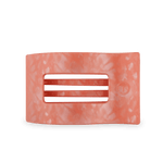 Coral-pink marbled flat rectangle hair clip with two horizontal slots