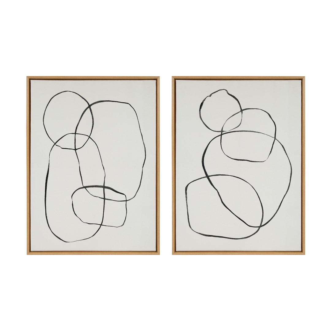 Sylvie Going in Circles Framed Textured Canvas Set by Teju Reval of SnazzyHues