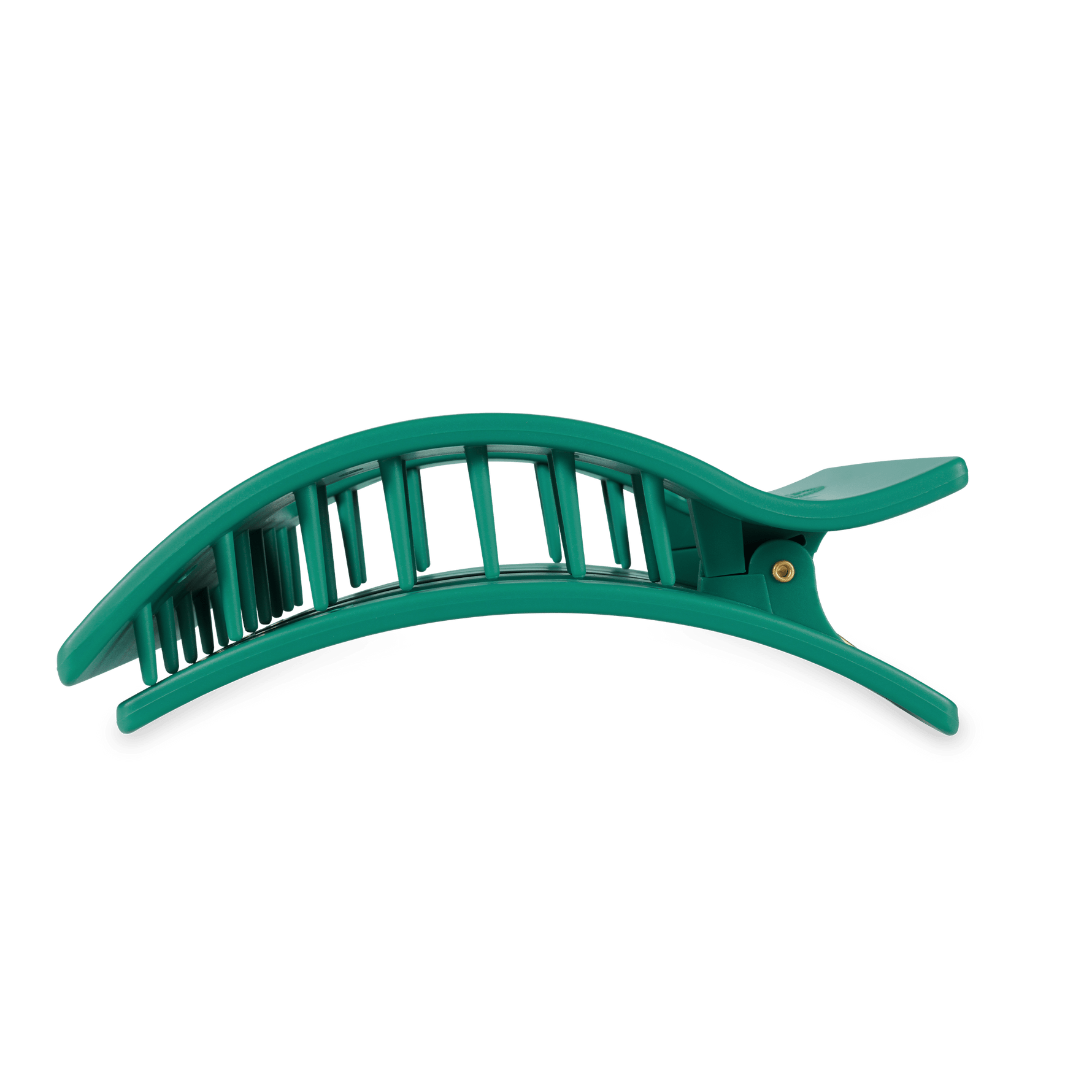 Large arched hair clip with teal green comb teeth