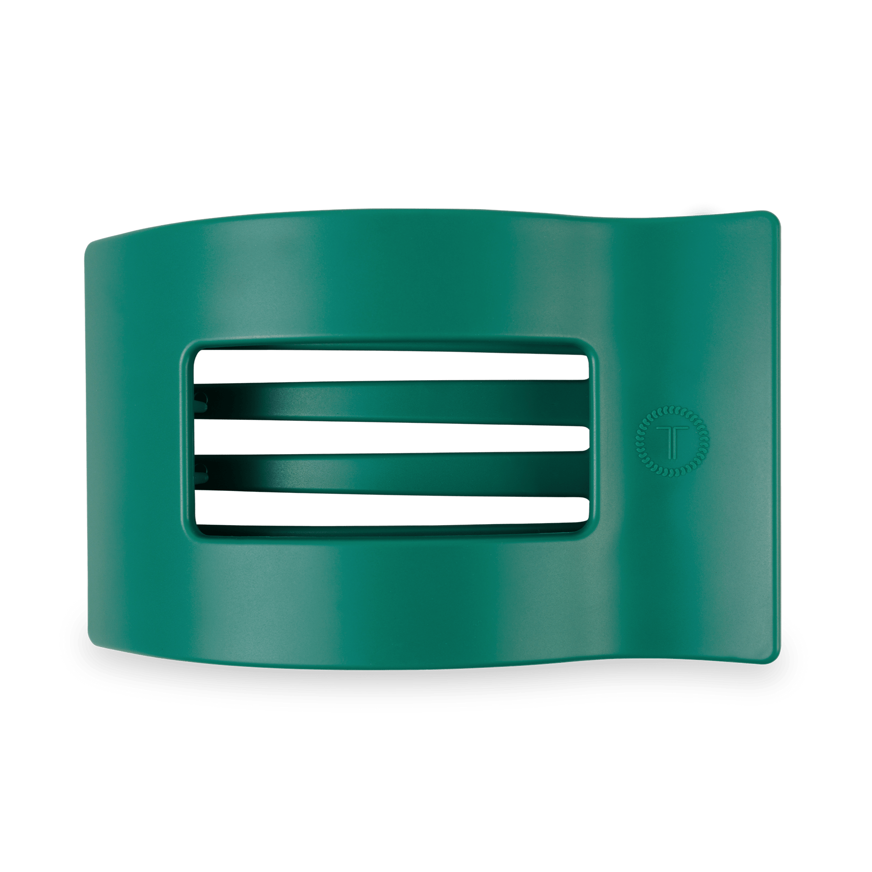 Large rectangular hair clip, teal green with black teeth