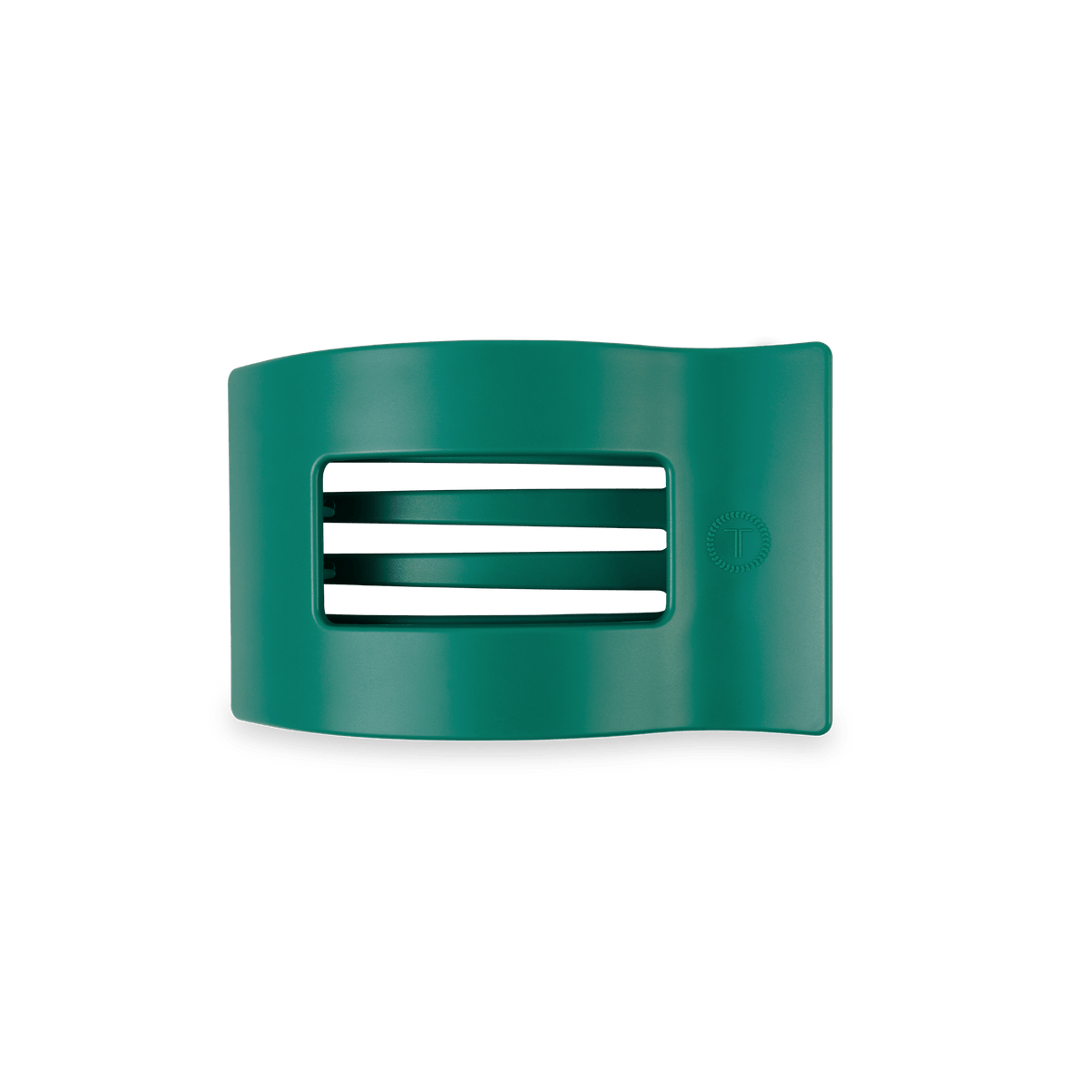 Fir Real small flat rectangle hair clip, teal with barrette teeth