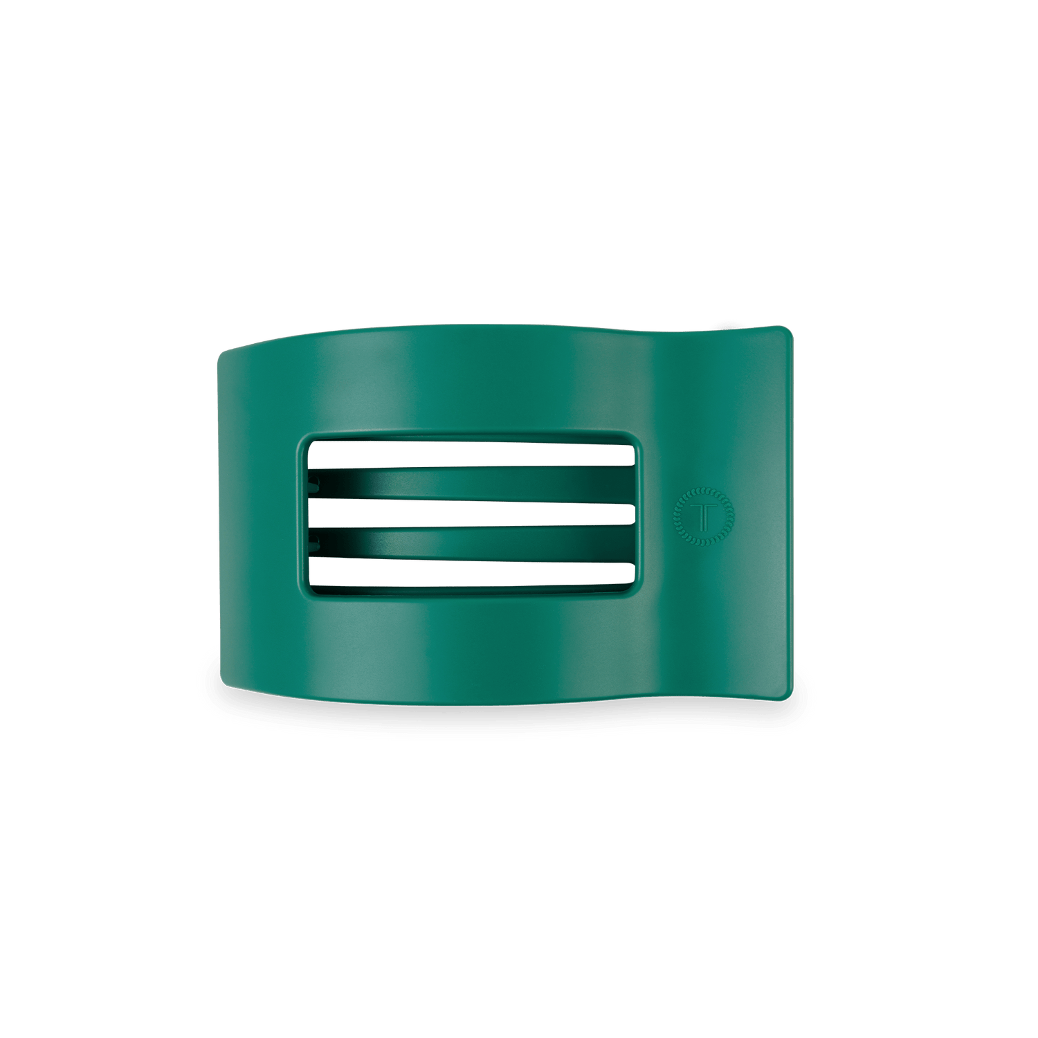Fir Real small flat rectangle hair clip, teal with barrette teeth