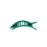 Fir Real small flat rectangle hair clip, teal curved top with open prongs