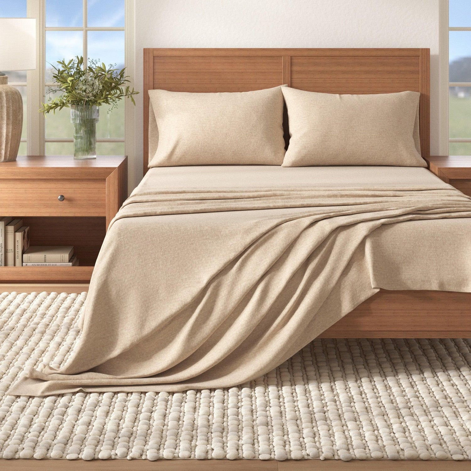 Heathered Solid Cotton Blend Flannel Sheet Set - Anders Collection