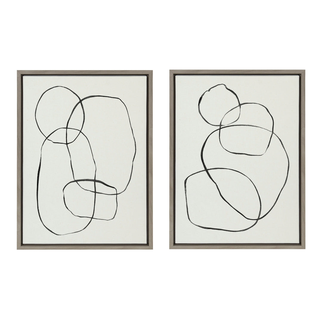 Sylvie Going in Circles Framed Textured Canvas Set by Teju Reval of SnazzyHues