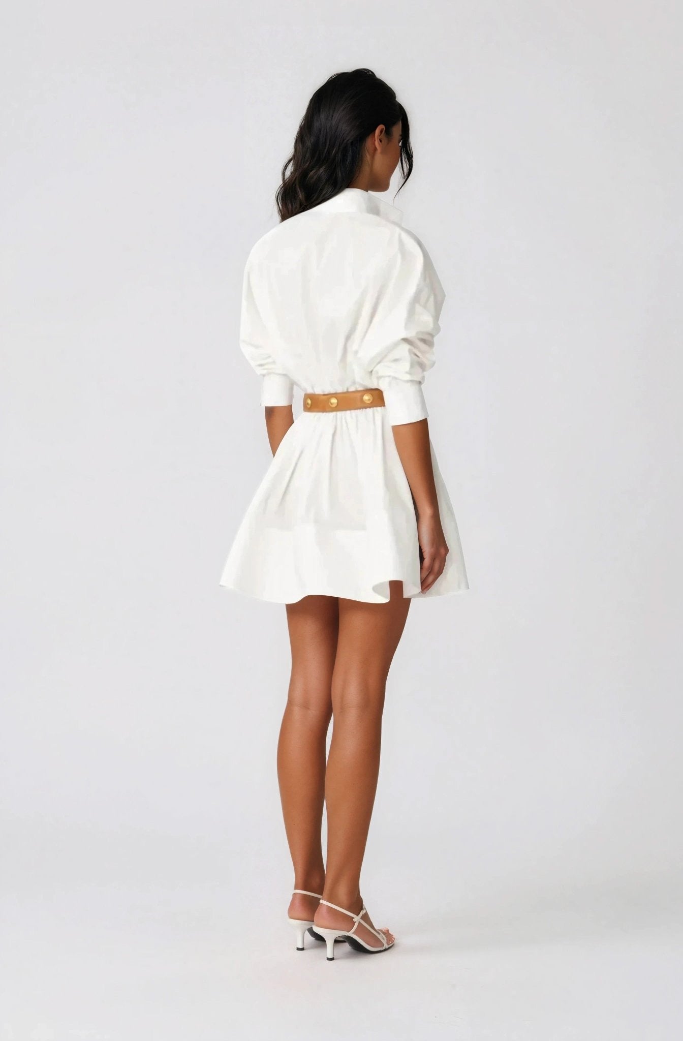 SAU LEE Hattie Shirt Dress – White